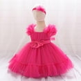 thumbnail image 4 of Delliss Toddler Girl Tulle Dress Ruffle Sleeve Sundress 6M-3Y Wedding Pageant Ceremony Birthday Party Evening Tutu Dresses, 4 of 5