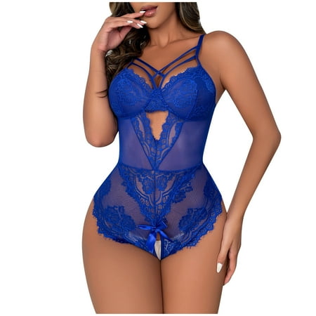 

Women s Halter Lace Trim Mesh Sheer Split Babydoll Satin Sleepwear See Through 2 Piece Lingerie Lace Outfits Underwire Ribbed Bra and Panty Sets Valentine