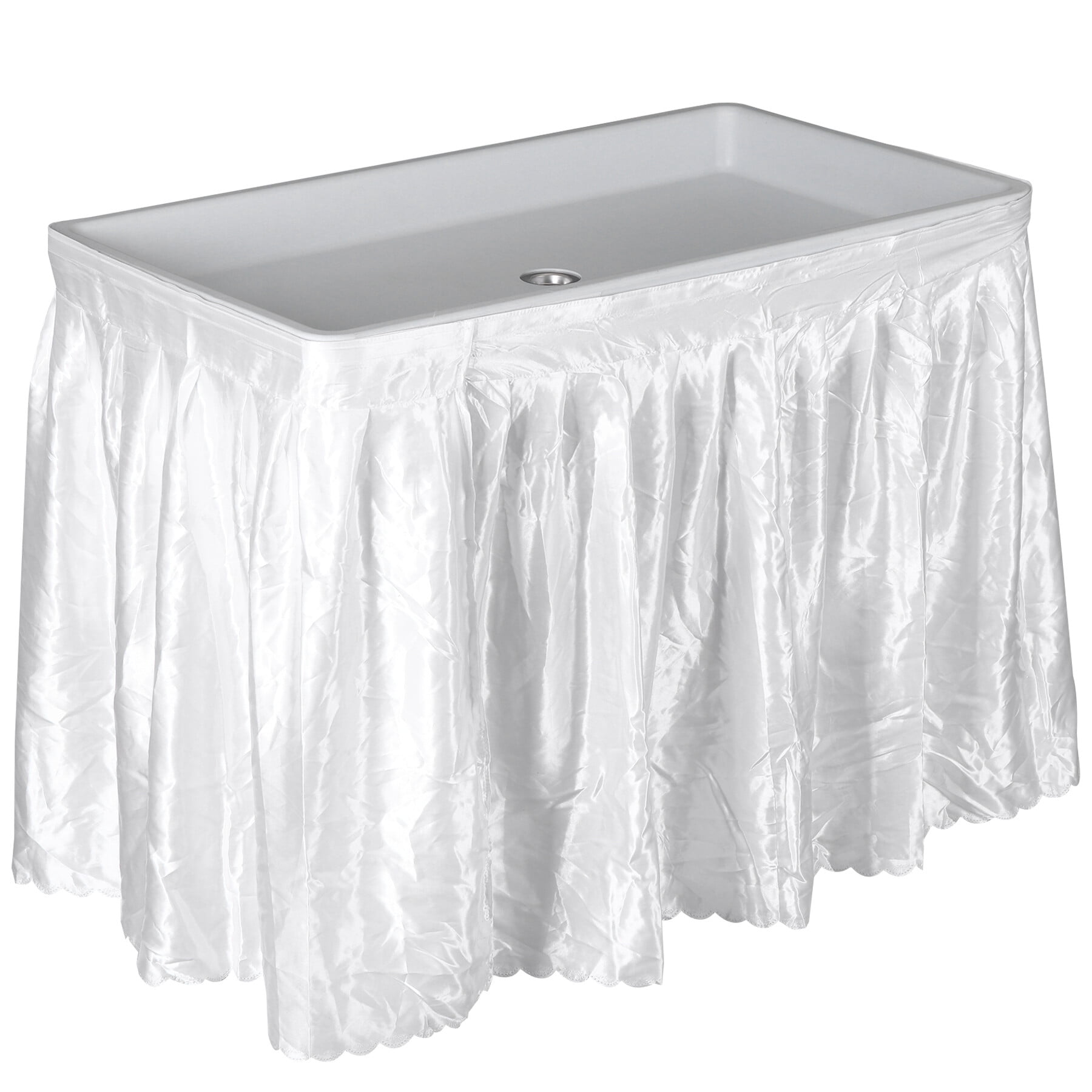 ZENSTYLE Foldable Ice Table Metal Frame Portable Ice Table with 5L Cooler Bucket and Matching Skirt White