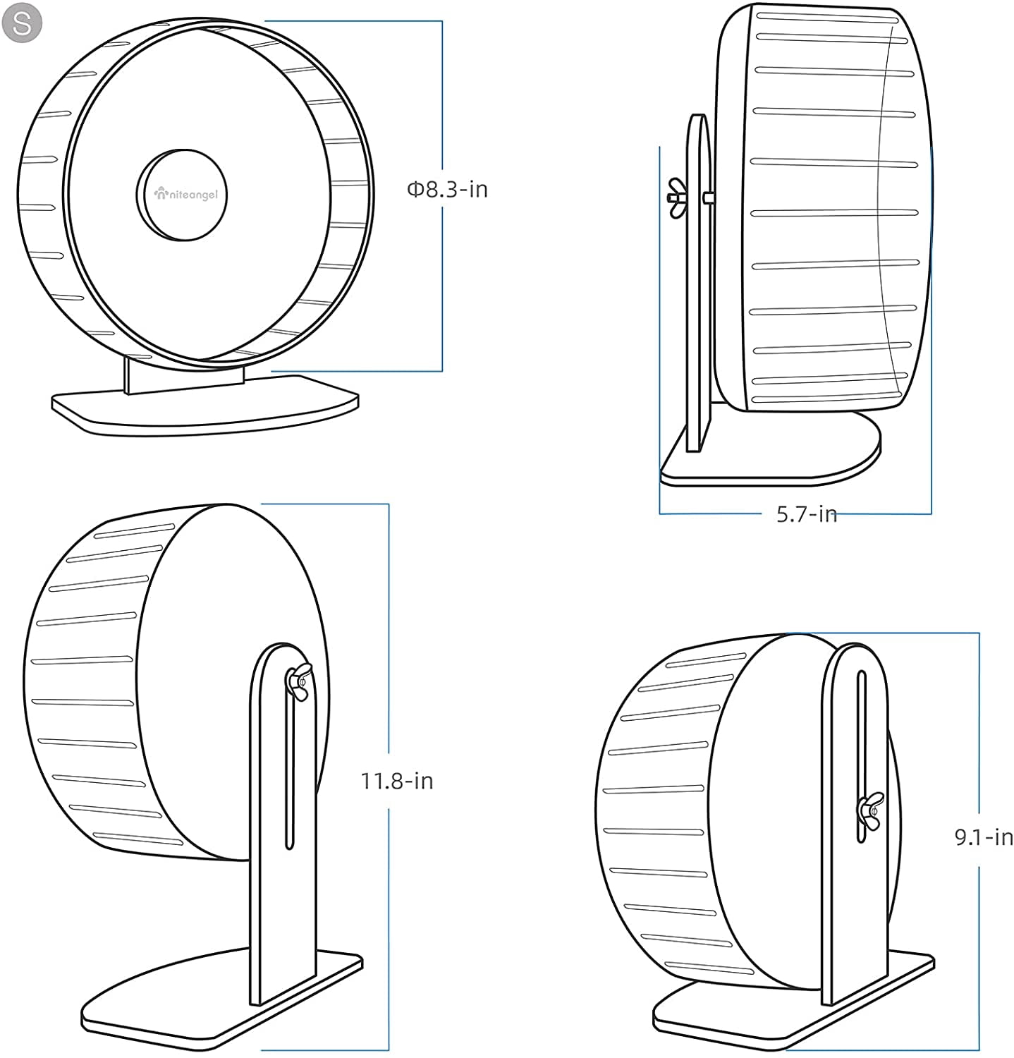 Super-Silent Hamster Exercise Wheels: - Quiet Spinner Hamster Running Wheels with Adjustable Stand for Hamsters Gerbils Mice Or Other Small Animals