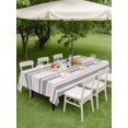 thumbnail image 5 of 60x84 Inch Outdoor Tablecloth with Umbrella Hole Zipper Rectangle Pink Grey Striped Rectangular Tablecloths Outside Waterproof Horizontal Lines Simple Minimalist Patio Table Cover for Picnic Party, 5 of 8