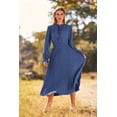 thumbnail image 3 of Vestido PRETTYGARDEN 2025 de Puntos Suizos Manga Larga Midi Azul, 3 of 8