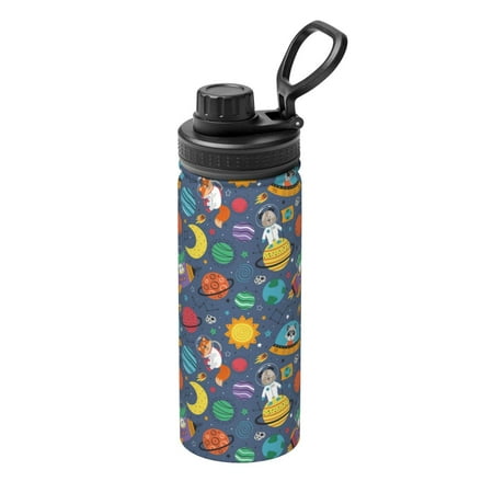

Noikeo Cartoon Space for 18oz Insulated Water Bottle Stainless Steel Sports Water Cup Flask with Spout and Handle Lid for Sports Travel Car And School
