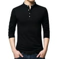 thumbnail image 2 of COSFO Henley Men Shirt Black Casual Long Sleeve Button Pullover Solid Mens T-Shirts, 2 of 4