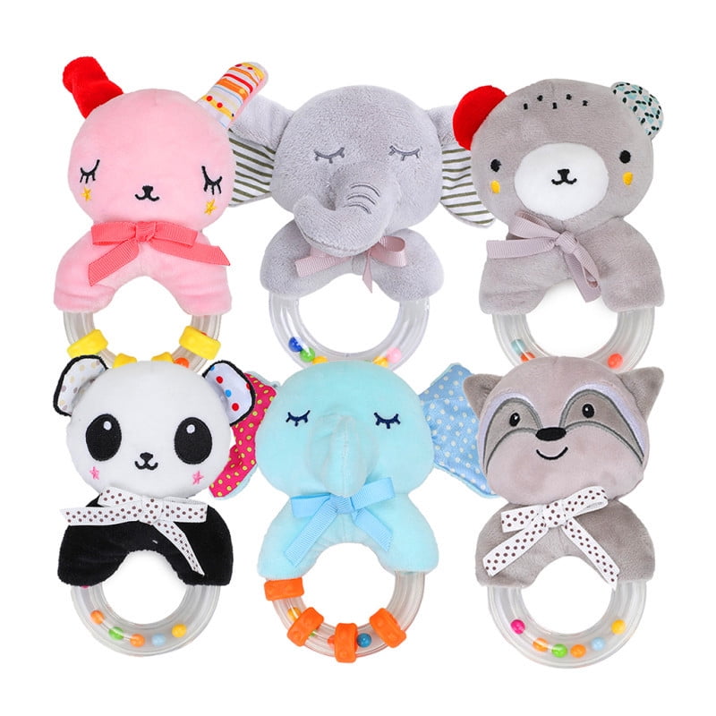Practical Soft Animal Plush Sound Handbells Squeeze Rattle For Newborn Baby Toy 