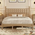 thumbnail image 7 of MODERNLUXE Queen Size Wood Platform Bed,Retro Bed Frame with Gourd Shaped Headboard and Wooden Slat Support,Natural, 7 of 7