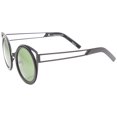 thumbnail image 3 of sunglassLA Unisex Womens Two-Toned Metal Cutout Round Cat Eye Sunglasses (Shiny Black-Black / Green) - 50mm, 3 of 4