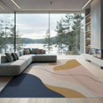 thumbnail image 2 of ODIKA 6'x9' Washable Area Rug Non-Slip, Easy Care, Pastel Multicolor Abstract Flow Design Modern Curved Shapes with Retro Vibes for Family Room, Living Room, Master Bedroom, 2 of 7