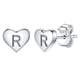 thumbnail image 1 of Pendientes de corazón inicial Silvora tachuelas de plata esterlina hipoalergénicas mujer letra R regalo joyería cumpleaños día de la madre, 1 of 8