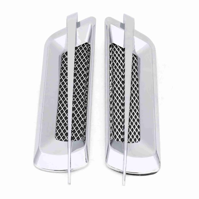 2 piezas de rejilla de ventilación lateral para coche, pegatina decorativa universal plateada