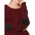 thumbnail image 7 of Allegra K Women's Drop Shoulder Elbow Cat Patch Loose Pullover Sweater, 7 of 7