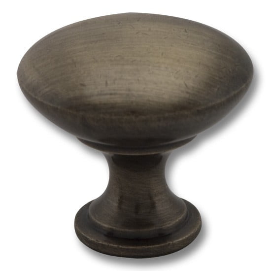 Antique Brass 1 1/4" Cast Metal Traditional Mushroom Knob (Screw Not Included)