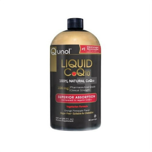 Qunol Ultra High Absorption All Natural Liquid CoQ10 100mg, Orange Pineapple, 20.3 oz Bottle, 60-Servings