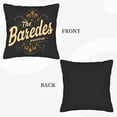 thumbnail image 6 of Set of 2 Decorative Throw Pillow Covers 18x18in - Vintage Black with Cursive ' The Baredes ' & Ornate Green Orange Patterns for Couch Bed Car, 6 of 8