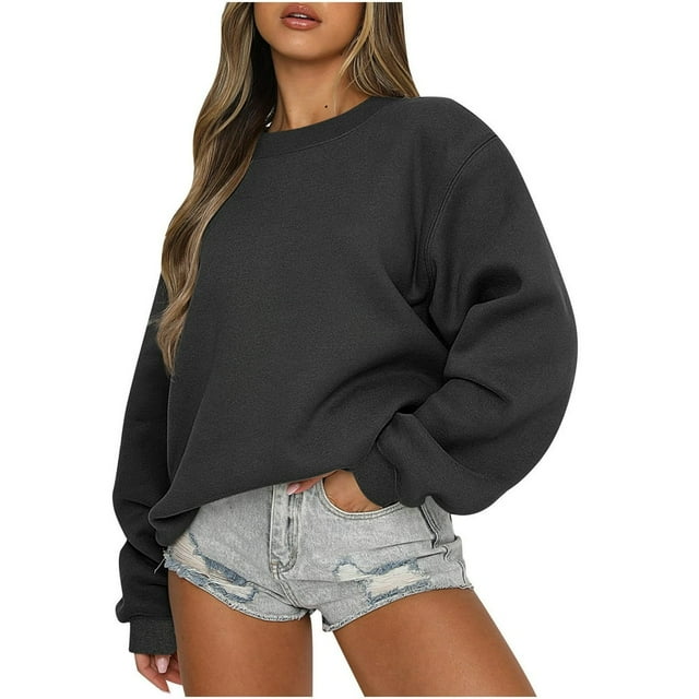 Sweatshirts Surdimensionnés pour Femmes Col Rond Pulls Décontractés Confortables Tenues de Mode Automne Vêtements 2023