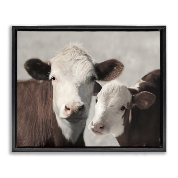 Stupell Industries Mommy & Me Cows Black Framed Floater Canvas Wall Art, design by Lori Deiter