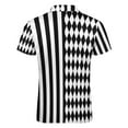 thumbnail image 5 of Black And White Harlequin Diamonds And Stripes Men Zipper T-shirt Summer Casual Short Sleeve T-shirt Top, 5 of 7