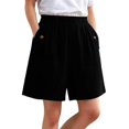 thumbnail image 2 of Only Moment Shorts for Women Chemical Fiber Blends Athletic Running Shorts Crossover High Waisted Gym Shorts with Zipper Pockets Athletic Shorts for Women Black,XL, 2 of 8