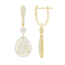 Rosec Jewels Certified Moissanite Drop Earrings, Wedding Earrings for Bride, 18K Yellow Gold