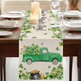 thumbnail image 3 of Table Runners 70 Inches Long Dress Scarves, St. Patrick's Day Farmhouse Coffee/Dining/Kitchen Table Decor, Holiday Table Runner, Green Truck Lucky Shamrocks Flags Retro 13x70 Inch, 3 of 9