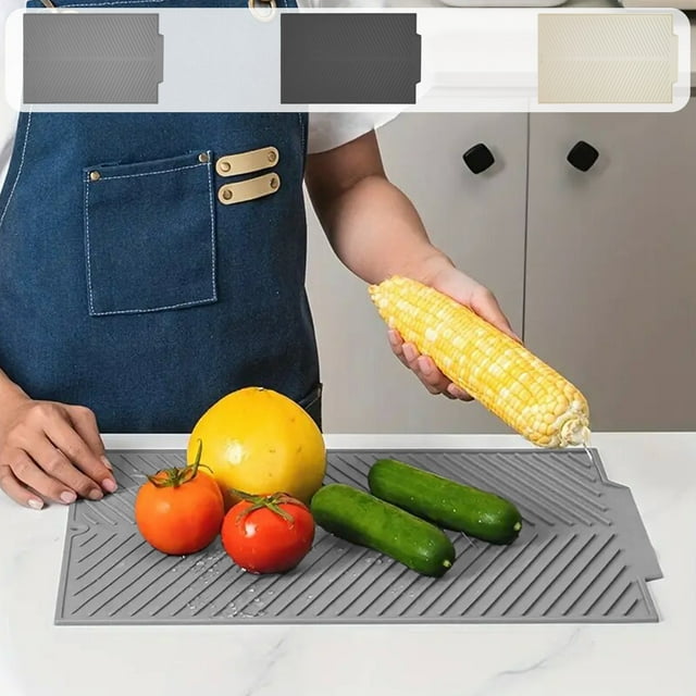 Silicone Pad Black Silicone Twill Drip Mat for Kitchen Sink Dishware and Vegetable Drying High Temperature Resistant Heat Insulation Mat(1Pcs) JASKFLY