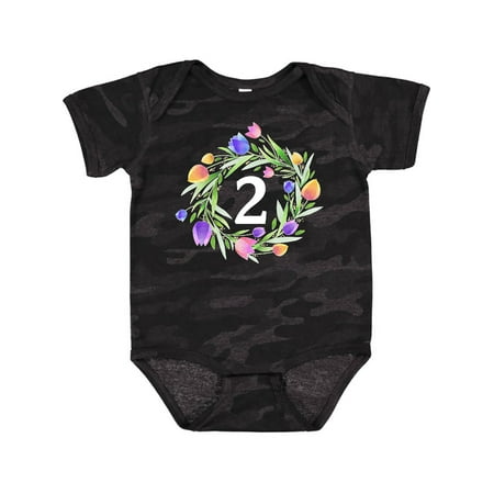 

Inktastic 2nd Birthday Tulip Flower Wreath Gift Baby Boy or Baby Girl Bodysuit