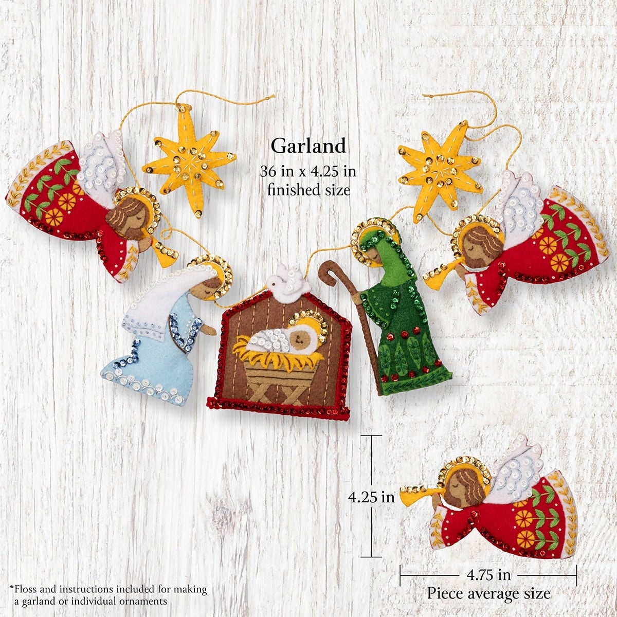 Bucilla Nativity Garland 36 in Felt Applique Kit