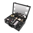 thumbnail image 3 of Large Makeup Case Aluminum Salon Cosmetic Train Organizer Box w/ Light & Mirror, 3 of 17