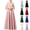 thumbnail image 1 of MKOSPLRT Robes de Demoiselle d'Honneur pour Mariage 2-13 Ans Sans Manches Col Ras du Cou Robe de Fête Formelle Unie Fluide Élégante Robes Maxi Robe de Bal, 1 of 6