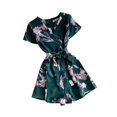 thumbnail image 3 of Mono corto para mujer, estampado floral, cuello en V, cintura alta, mameluco informal, pantalones con cordones Advancent AP001215-02B, 3 of 7