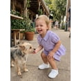 thumbnail image 4 of Cenuakty Toddler 0-3T Girls Summer Outfit Ruffled Hem Button up Short Sleeves T-Shirt and Elastic Shorts Set Cute 2 Piece Clothes, 4 of 9