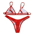 thumbnail image 3 of Women Summer Bikini Sets Solid Color Sleeveless Ribbed Bra Low Waist Thong, 3 of 4