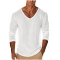 thumbnail image 2 of Men Fall Blouse Mineart Men Long Sleeve V Neck Solid Tops Blouses Fashion Loose Casual Lightweight Shirts Breathable All Season Daily Commuting Pullover Shirts for Adult Men, 2 of 6