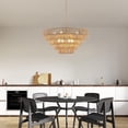thumbnail image 5 of Luxurious Bohemian Rattan Chandelier - Woven Pendant Light Fixture with Adjustable Chain for Dining, Living Room, Bedroom - Antique Wood Finish, Unique Tiered Design (Wood,5-Tier), 5 of 9