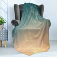 thumbnail image 4 of Sky Soft Flannel Fleece Throw Blanket, Horizon Illustration Scenic Natural Beauties Summer Season Inspired Peaceful, Cozy Plush for Indoor and Outdoor Use, 70" x 90", Petrol Blue Peach, by Ambesonne, 4 of 5