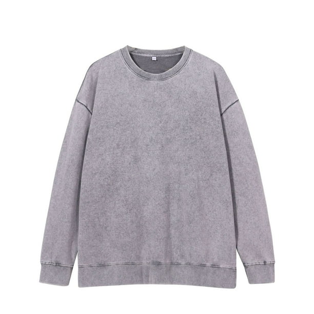 pstuiky camisas de manga larga para hombre, Blusa con capucha y cuello redondo de algodón grueso de color liso para hombre Tops de hombre xl
