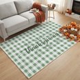 thumbnail image 2 of Happy Thanksgiving Washable Area Rug 2.7 x 5 ft Sage Green White Plaid Rustic Leaf Pumpkins Soft Non‑Slip Rugs Stain Repellent Indoor Mats for Kitchen Aisle, Foyer, Foot‑of‑Bed, Mudroom, 2 of 9