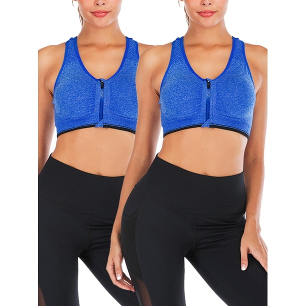 YouLoveIt YouLoveIt Women Sport Bras Front Zipper Closure Stretch