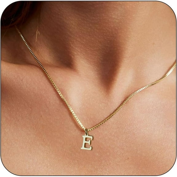 Gold Initial Necklaces for Women 14K Gold Plated Dainty Letter Necklace Personalized Initial Pendant Necklace Tiny Letter Name Necklaces Christmas Gift for women
