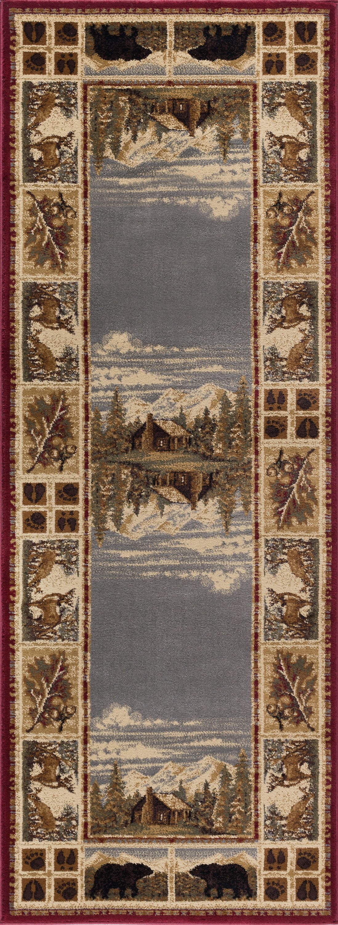 Nature Novelty 2.7' x 7' Red and Ivory Polypropylene Indoor Area Rug