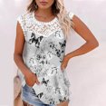 thumbnail image 2 of Camiseta sin mangas de encaje con estampado de mujer Camiseta sin mangas de empalme de cuello redondo Camiseta ligera y cómoda delgada OAVQHLG3B Store lin121212, 2 of 5