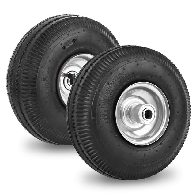 Rueda RRQ 4.10/3.50-4 neumática de 10" con cojinete de 5/8" - paquete de 2