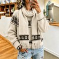 thumbnail image 2 of LUVDA Fair Isle Knit Scarf for Women Fringe Warm for Fall Winter, 2 of 5