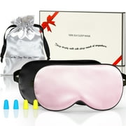 Sleep Mask Silk, Sleeping Eye Mask for Adults Pink & Black 2 Pack