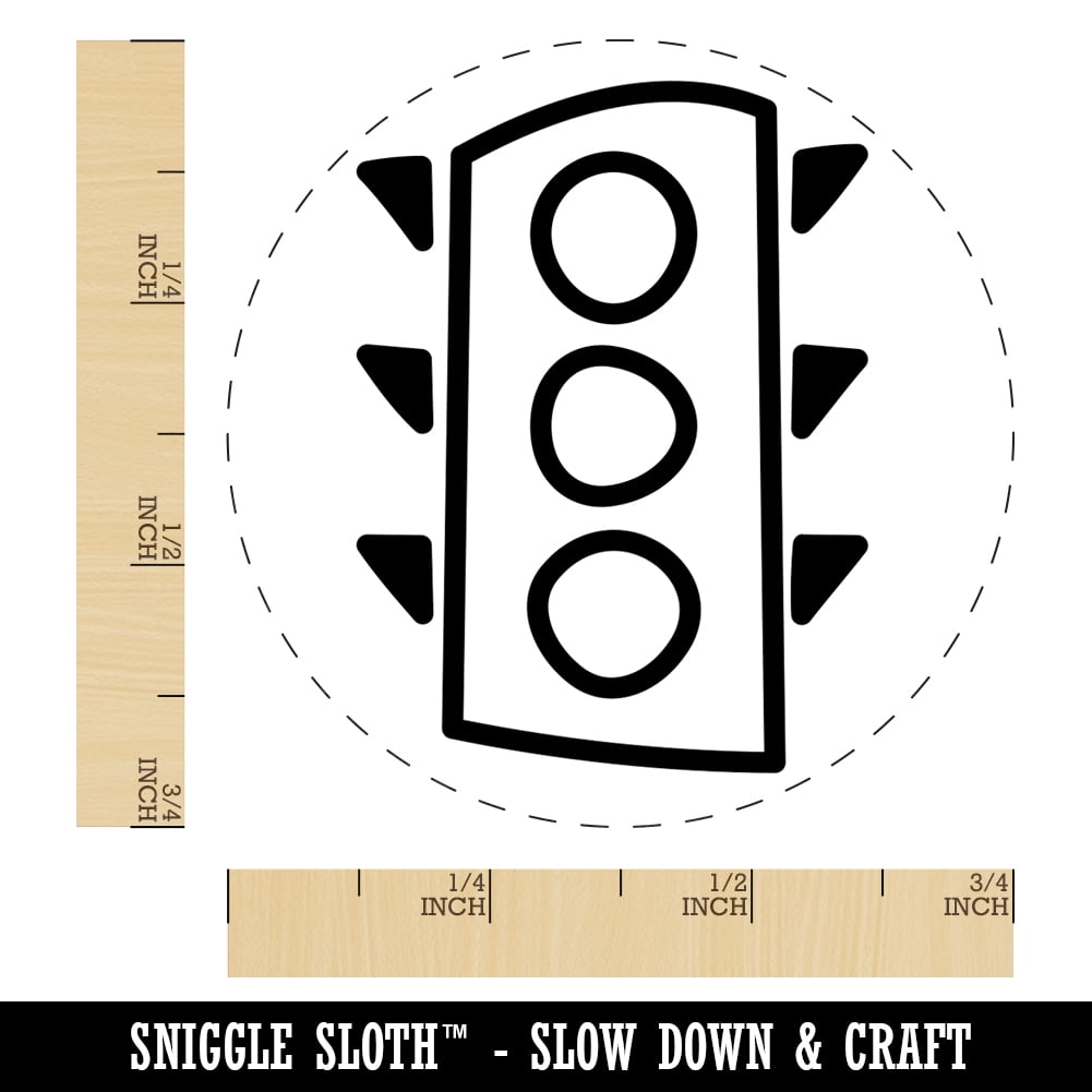 Traffic Light Doodle Self-Inking Rubber Stamp Ink Stamper - Fuchsia Ink - Small 3/4 Inch