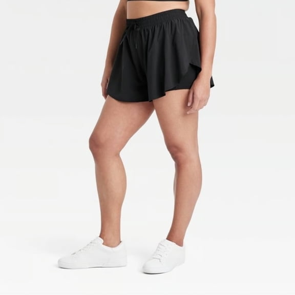 Women's Black Athletic Shorts Medium Quick Dry Lined Running Shorts
