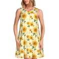 thumbnail image 1 of Fotbe Yellow White Plaid Sunflower Vestido de Verano sin Mangas para Mujer – Vestido Midi Línea A, Estilo Camiseta Floral, Vestido Playero Casual y Fluido, 1 of 7