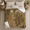 thumbnail image 5 of Medieval Couple in Forest Garden, Romantic Vintage Style for Fantasy Lovers, Floral Wedding Scene and Anniversary Gift, Cozy Flannel Blanket for Bedroom and Reading Nook, Home Decor, 5 of 9