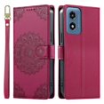 thumbnail image 2 of Leather Case For Motorola Moto G Play 2024 6.5",Embossed Totem Wallet With Card Holder,Wristband, Shockproof Kickstand Magnetic Cover,Wine red,For Moto G Play 2024, 2 of 7