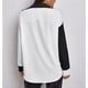 thumbnail image 5 of Camisa de mujer con botones de una sola fila, costura de Color, manga larga, bolsillo de un lado, dobladillo suelto, camisa informal para uso diario, negro, blanco, M, 5 of 7